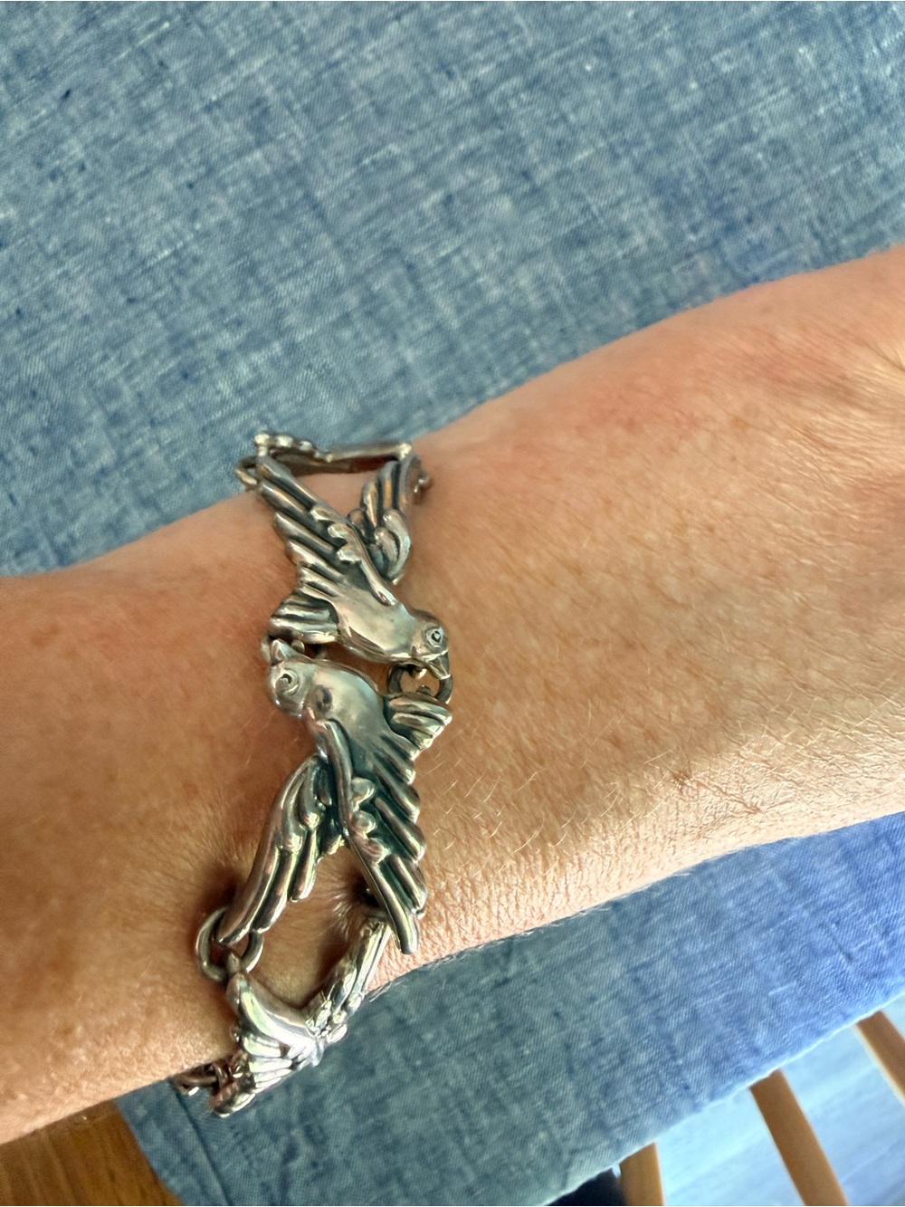 VTG Taxco .950 Doves in Flight Bracelet Melesio Rodriguez Villalba 50g #5622 - Picture 7 of 8
